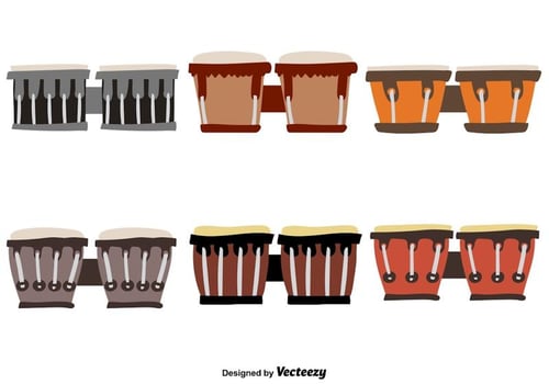 Vector Bongo Drum Hand Drawn Icons