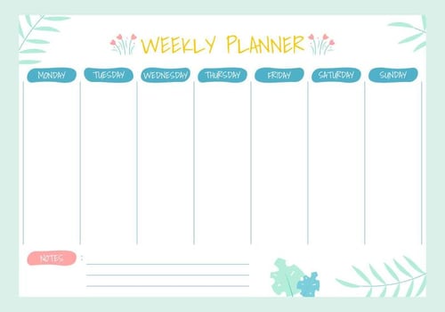 Free Unique Weekly Calendar Vectors