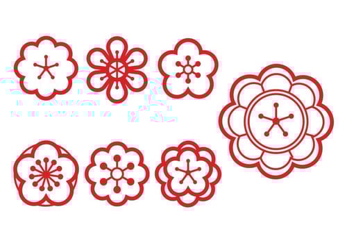 Plum blossom vector set