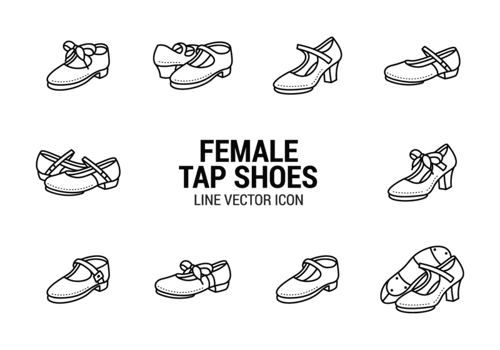 Female Tap Shoes Icons Vector