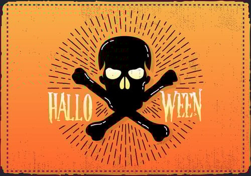 Free Vintage Halloween Skull Vector Illustration