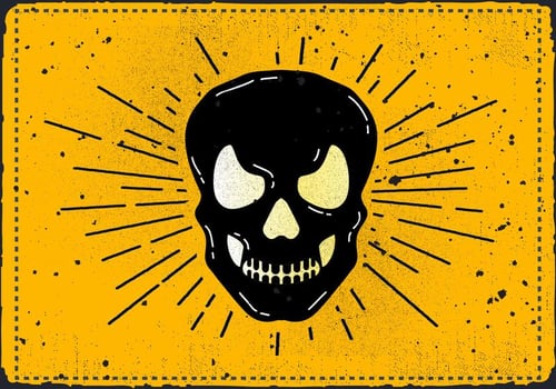 Free Vintage Halloween Skull Vector Illustration