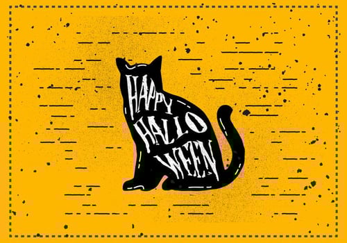 Free Vintage Halloween Cat Vector Illustration