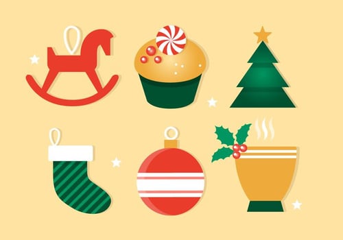 Free Flat Design Vector Winter Holiday Icons