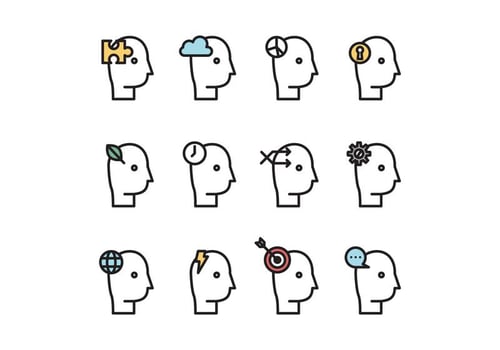 Set Of Open Mind Heads vector