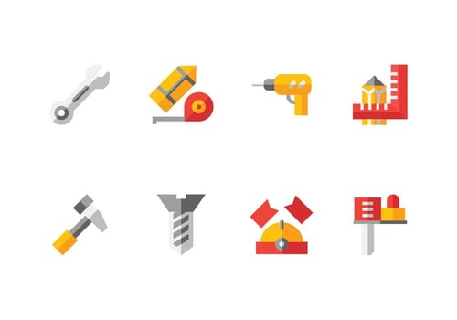 Handmade, DIY, Bricolage Tools Set Icon vector
