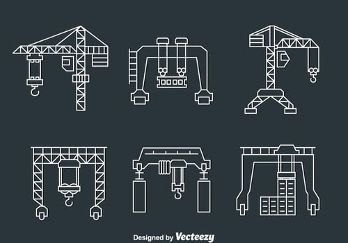 Winch And Crane Line Vector