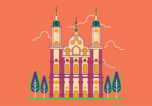 Vector Illustration of St. Gallen Abbey in Switzerland