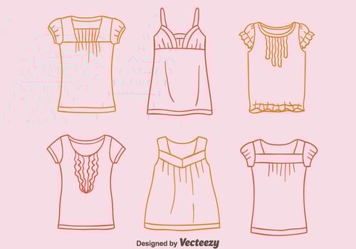 Sketch Shirt With Frills Collection Vetor vector