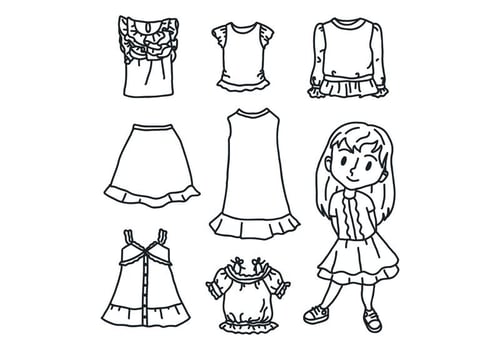 Black  White Girl With Clothes vector