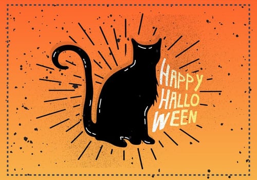 Free Vintage Halloween Cat Vector Illustration