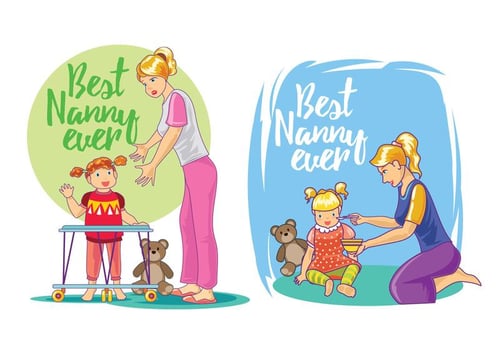 Set Illustration of Best Nanny Vectors 