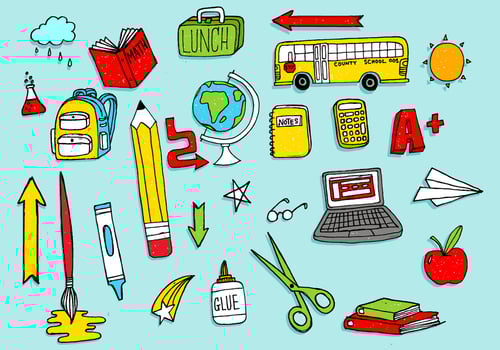 School Supplies Doodles Pack  vector