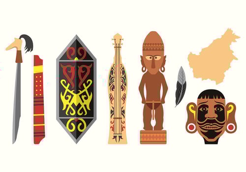 Set Of Dayak Icons vector