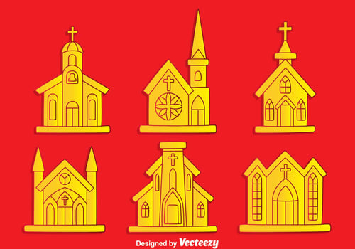 Abbey Collection On Red Background Vector