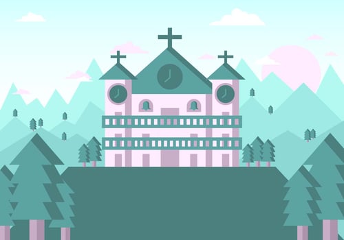 Abbey Landscape Illustration Vector 3