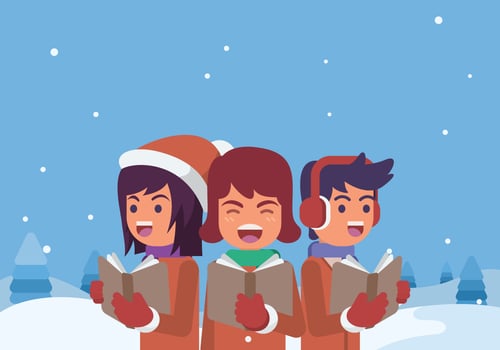Teenagers Singing Carols Illustration vector