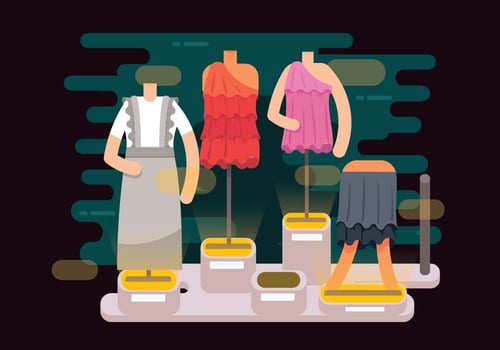 Clothes with Frills Storefront Vector