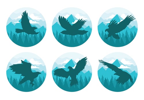 Buzzard in Mountains Vector Silhouettes