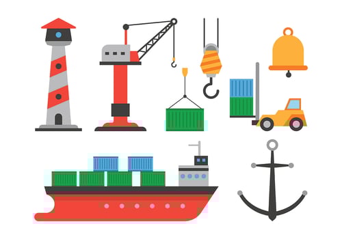 Set Of Harbour Icons vector