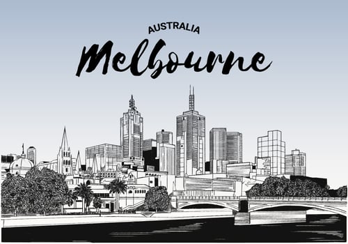 Melbourne Skyline Vector Sketchy Illustration