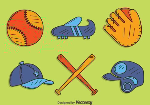 Hand Drawn Softball Element Vector