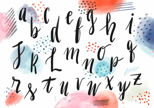 Watercolor Lettering Alphabet With Colorful Background vector