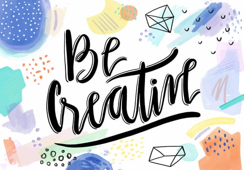 Watercolor Be Creative Lettering Quote With Artistic Background Vector 