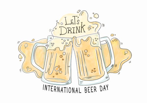 Watercolor Beer Day Vector 