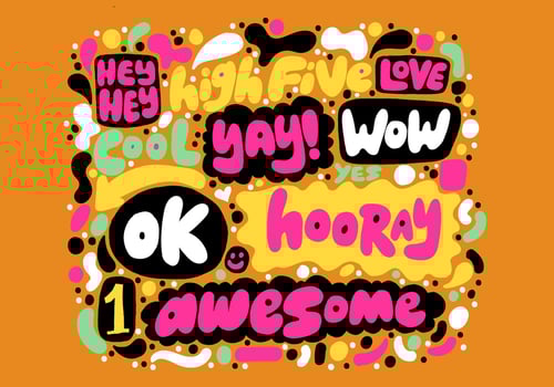 Colorful Positive Hand Lettering Vector 