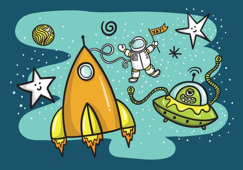 Space Rocket Ship  Alien Vector