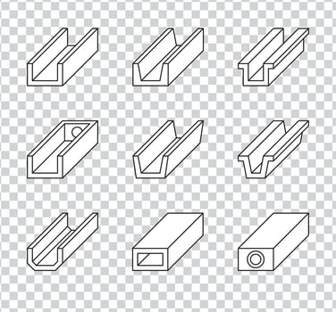 Roof Gutter Or Rain Gutter For Drainage System Icons vector