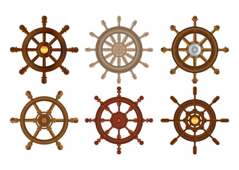 Ship wheel vector set