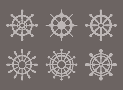 Ships Wheel Silhouette Vectors