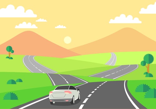 Driving On The Highway Free Vector