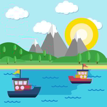 Boats on the Sea Background Vector 