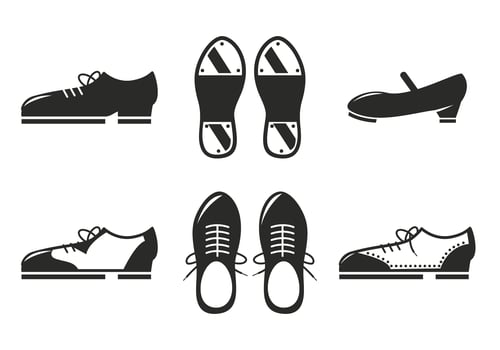 Black Tap Shoes Icon Vector