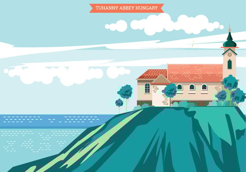 Illustration of Tuhanny Abbey. Hungary vector