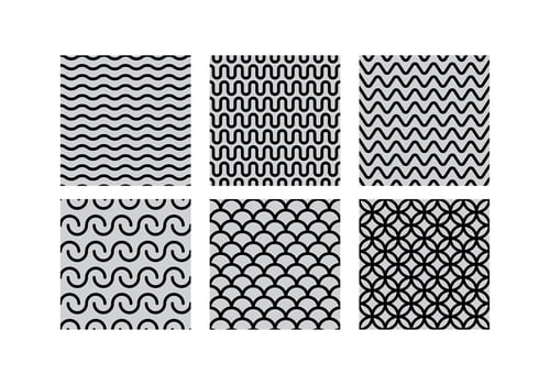 Squiggle Seamles Pattern Set Free Vector
