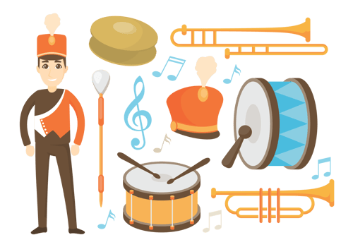 Marching Band Icons Vector