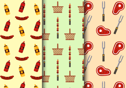 Free Seamless Picnic Food Patterns vector