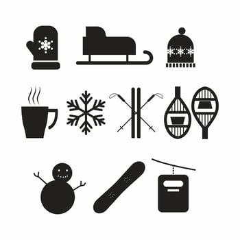 Free Winter Activities Silhouette Icon Vector