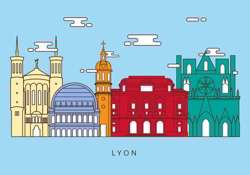 Free Lyon Landmarks Vector Illustration