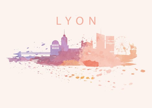 Lyon City Of Watercolor vector