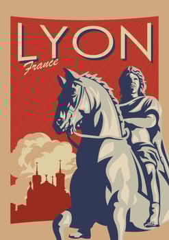 Vintage Lyon France Poster Vector 