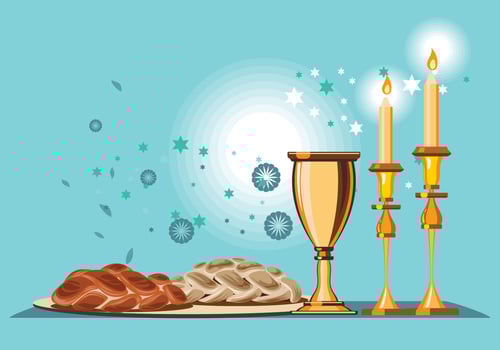 Shabbat Shalom Candles Vector 