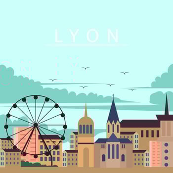 Lyon City In The Evening Illustration vector