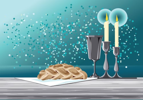 Shabbat Image with Challah Bread Vector 
