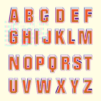 3D Fonts Retro Vector
