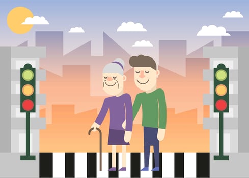 Kindness in the City Illustration Vector